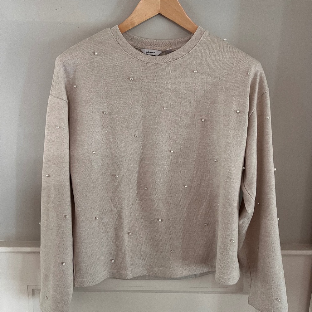 Soft Creamy Sweater with Pearls